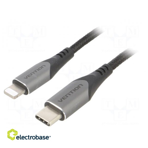 Cable | USB 2.0 | Apple Lightning plug,USB C plug | 1.5m | black