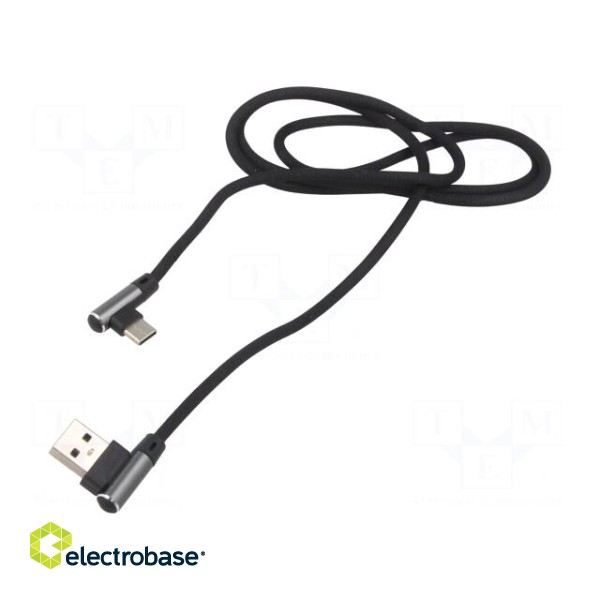 Cable | USB 2.0 | USB A angled plug,USB C angled plug | 1m | black