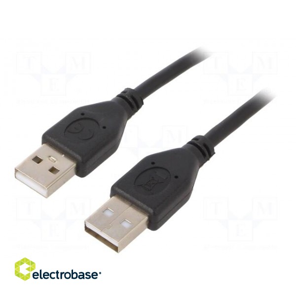 Cable | USB 2.0 | USB A plug,both sides | 1.8m | black | Cablexpert
