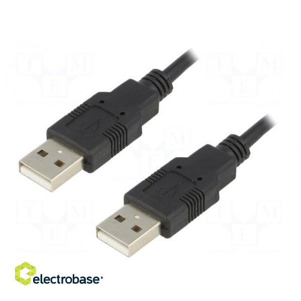 Cable | USB 2.0 | USB A plug,both sides | 1.8m | black | Core: Cu