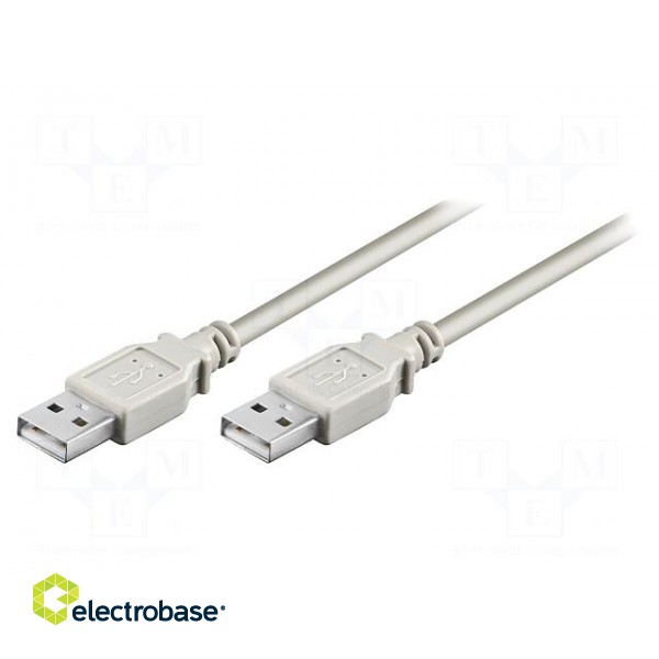 Cable | USB 2.0 | USB A plug,both sides | 3m | grey | 480Mbps