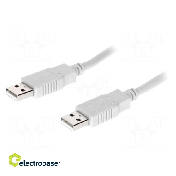 Cable | USB 2.0 | USB A plug,both sides | 3m | grey | Core: CCA