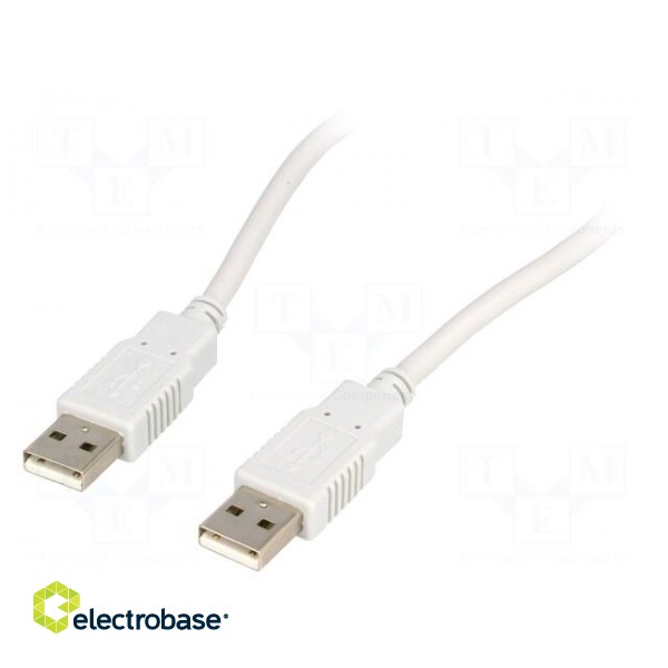 Cable | USB 2.0 | USB A plug,both sides | 3m | light grey