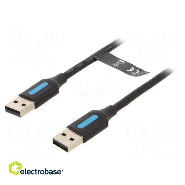 Cable | USB 2.0 | USB A plug,both sides | nickel plated | 0.5m | black
