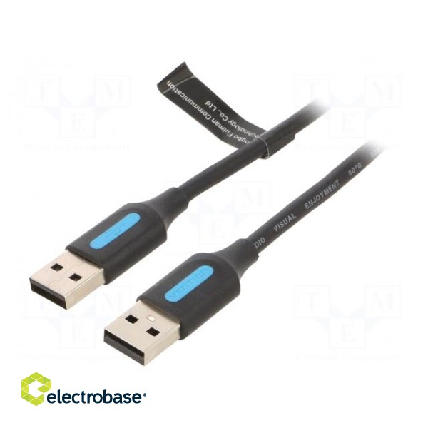 Cable | USB 2.0 | USB A plug,both sides | nickel plated | 1.5m | black