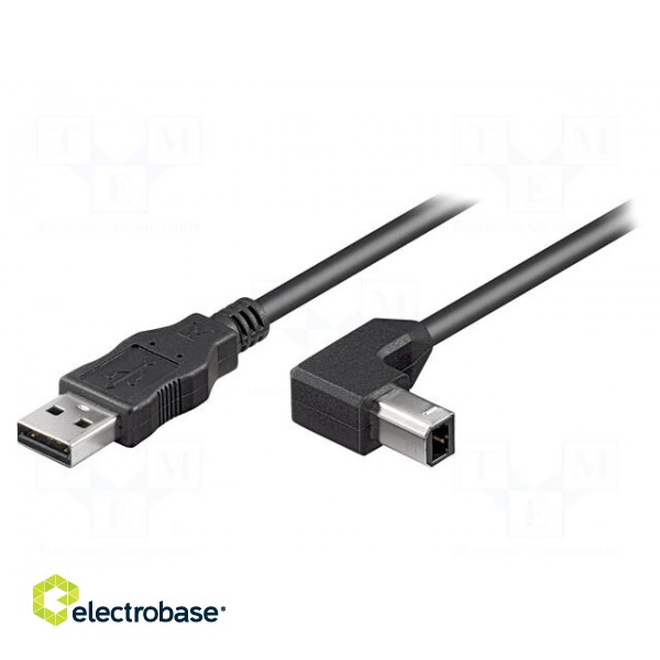 Cable | USB 2.0 | USB A plug,USB B angled plug | 2m | black | 480Mbps