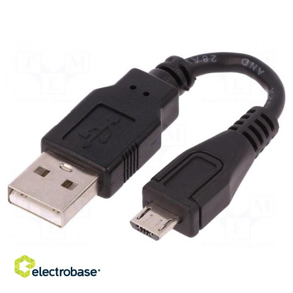 Cable | USB 2.0 | USB A plug,USB B micro plug | 0.1m | black