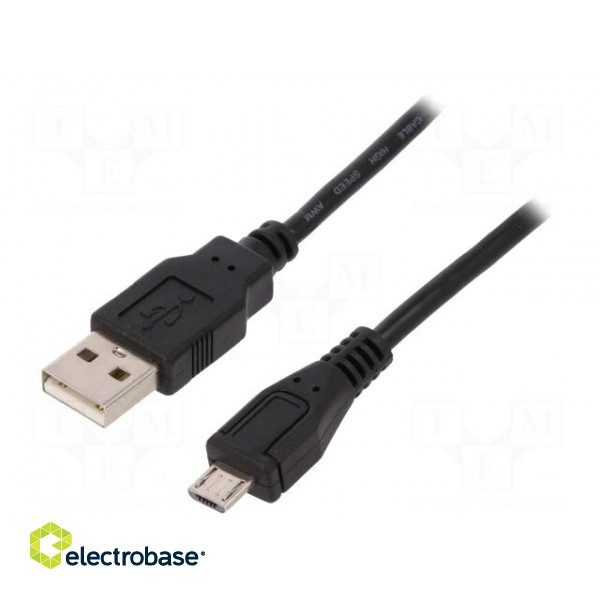 Cable | USB 2.0 | USB A plug,USB B micro plug | 500mm | black
