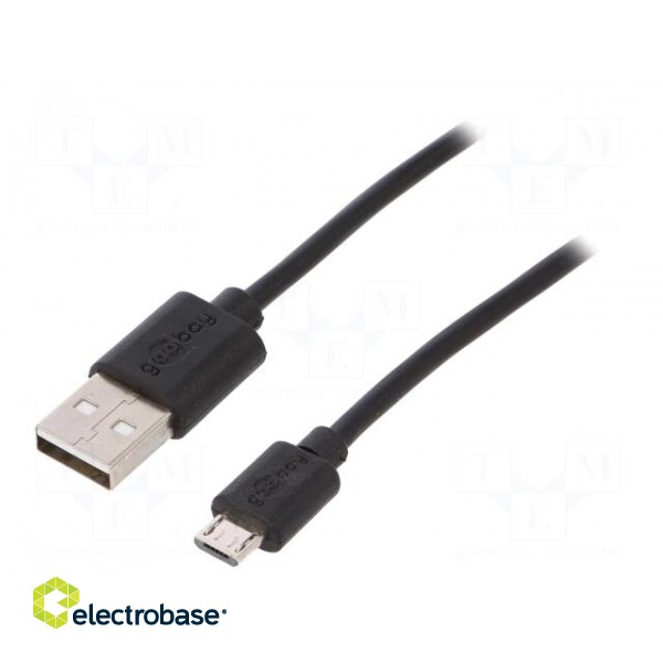 Cable | USB 2.0 | USB A plug,USB B micro plug | 0.5m | black