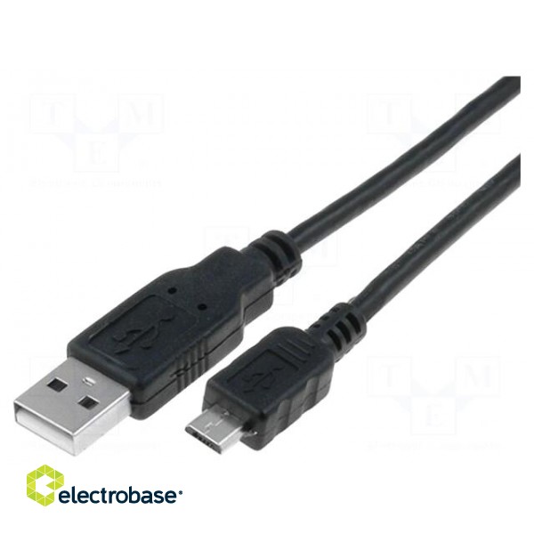 Cable | USB 2.0 | USB A plug,USB B micro plug | 0.8m | black