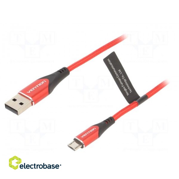 Cable | USB 2.0 | USB A plug,USB B micro plug | 1.5m | red | 480Mbps