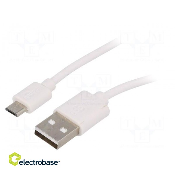 Cable | USB 2.0 | USB A plug,USB B micro plug | 1m | white