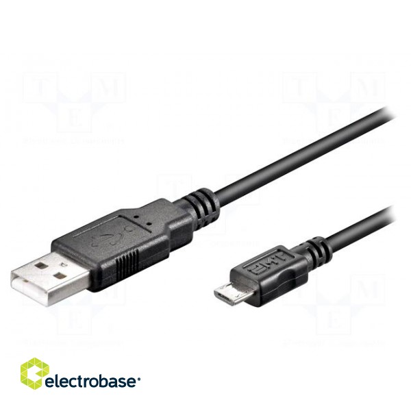 Cable | USB 2.0 | USB A plug,USB B micro plug | 1.8m | black | Core: Cu