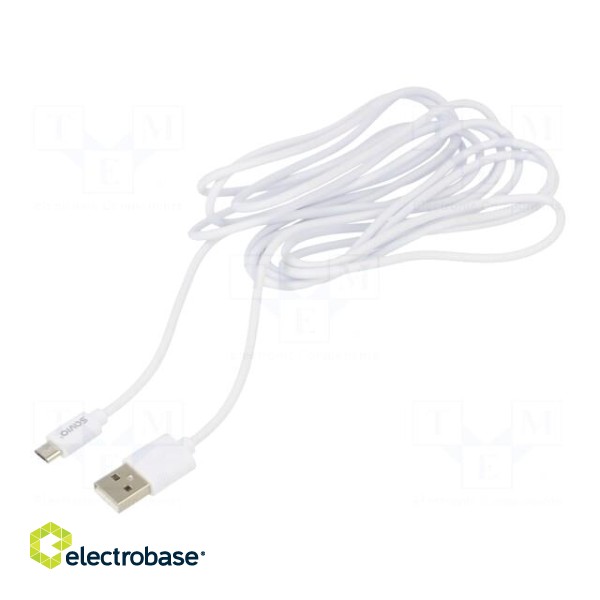 Cable | USB 2.0 | USB A plug,USB B micro plug | 3m | white | 480Mbps