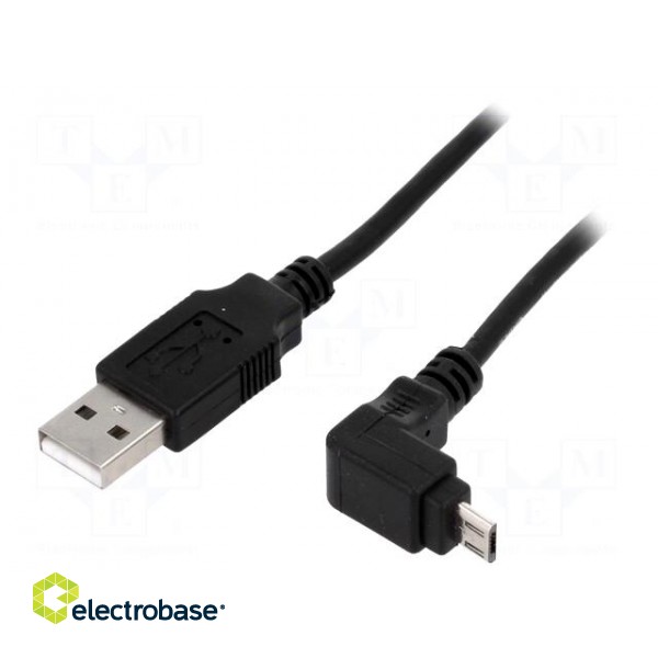 Cable | USB 2.0 | USB A plug,USB B micro plug (angle) | 1.8m | black