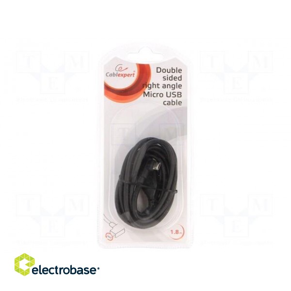 Cable | USB 2.0 | USB A plug,USB B micro plug (angle) | 1.8m | black