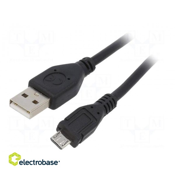 Cable | USB 2.0 | USB A plug,USB B micro plug | gold-plated | 0.1m