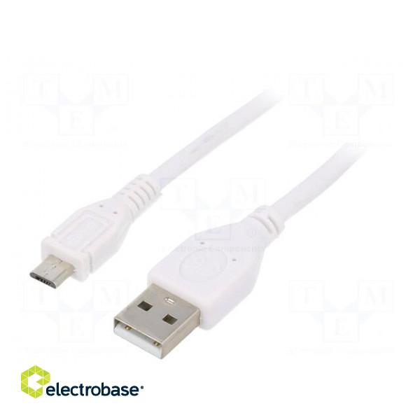 Cable | USB 2.0 | USB A plug,USB B micro plug | gold-plated | 0.5m