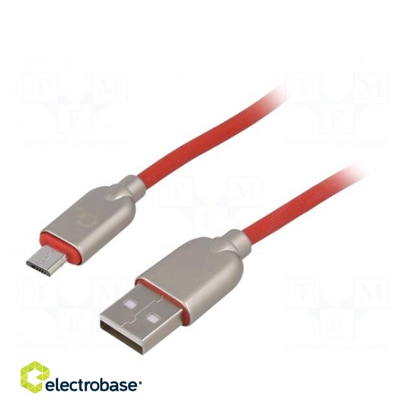 Cable | USB 2.0 | USB A plug,USB B micro plug | gold-plated | 2m | red