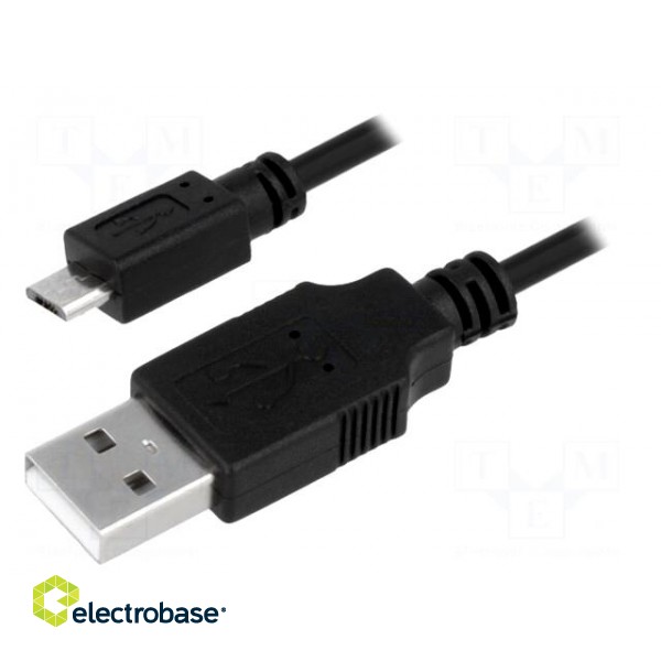 Cable | USB 2.0 | USB A plug,USB B micro plug | nickel plated | 1.8m