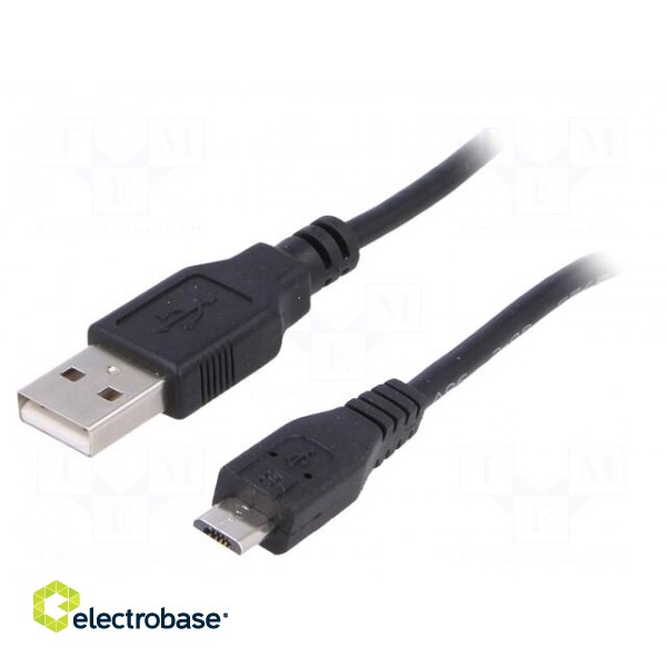 Cable | USB 2.0 | USB A plug,USB B micro plug | nickel plated | 1m