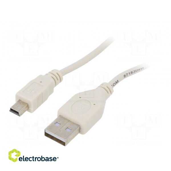 Cable | USB 2.0 | USB A plug,USB B mini plug | gold-plated | 0.9m
