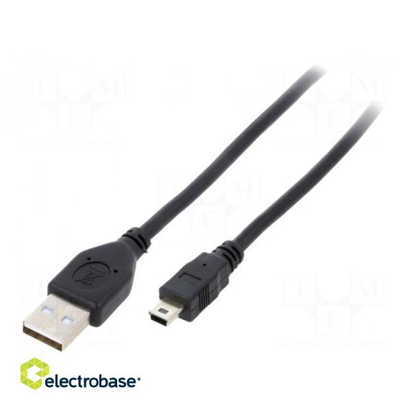 Cable | USB 2.0 | USB A plug,USB B mini plug | gold-plated | 1.8m