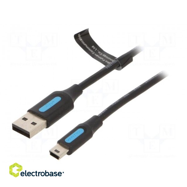Cable | USB 2.0 | USB A plug,USB B mini plug | nickel plated | 0.25m