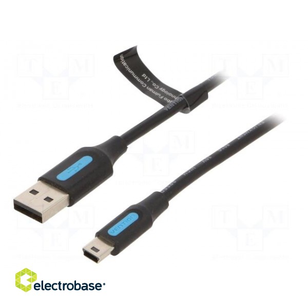 Cable | USB 2.0 | USB A plug,USB B mini plug | nickel plated | 0.5m