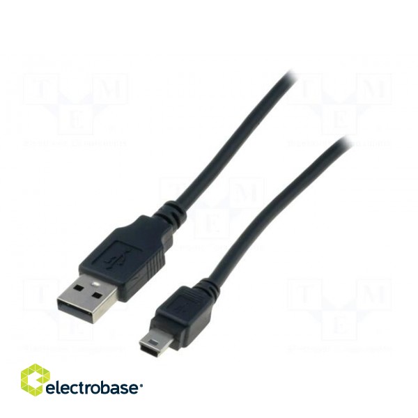 Cable | USB 2.0 | USB A plug,USB B mini plug | nickel plated | 1m