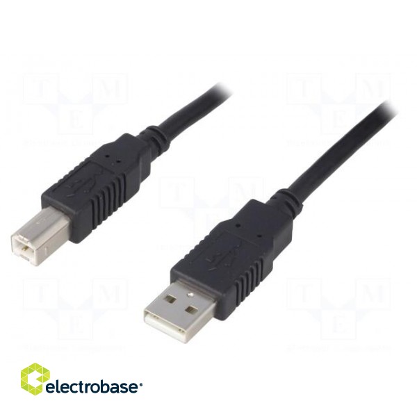 Cable | USB 2.0 | USB A plug,USB B plug | 0.5m | black | Core: CCA