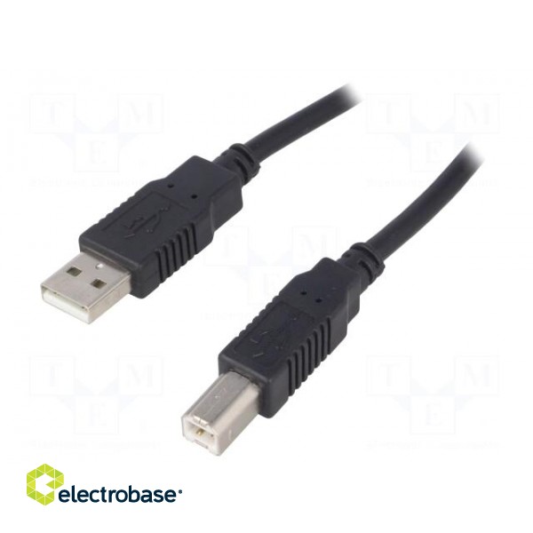 Cable | USB 2.0 | USB A plug,USB B plug | 3m | black | Core: Cu