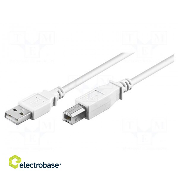 Cable | USB 2.0 | USB A plug,USB B plug | 1m | white | 480Mbps