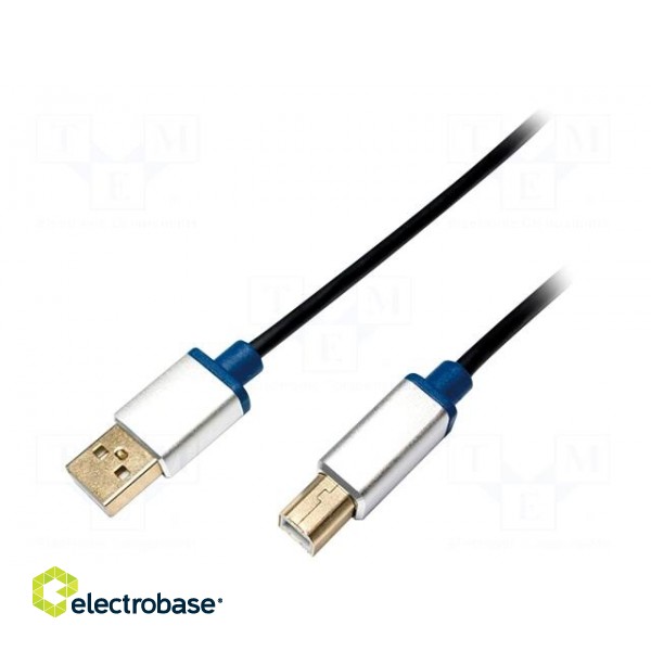 Cable | USB 2.0 | USB A plug,USB B plug | 2m | black