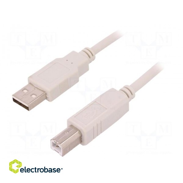 Cable | USB 2.0 | USB A plug,USB B plug | 3m | white