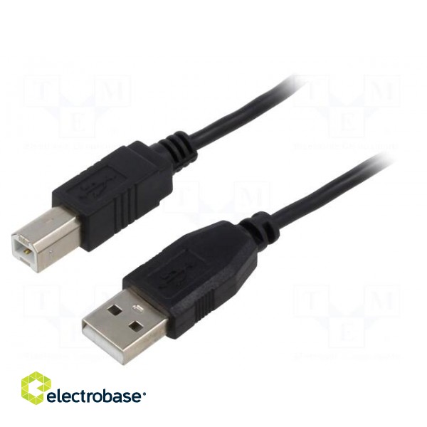 Cable | USB 2.0 | USB A plug,USB B plug | 5m | black