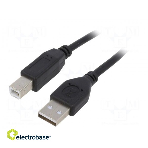 Cable | USB 2.0 | USB A plug,USB B plug | gold-plated | 1.8m | black