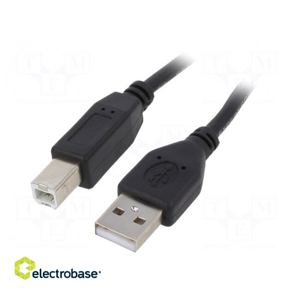 Cable | USB 2.0 | USB A plug,USB B plug | gold-plated | 3m | black
