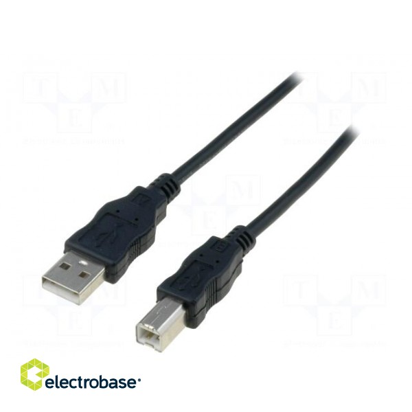 Cable | USB 2.0 | USB A plug,USB B plug | nickel plated | 1.8m | black