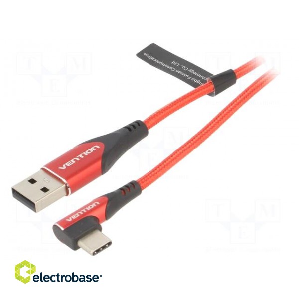 Cable | USB 2.0 | USB A plug,USB C angled plug | 1.5m | red | 480Mbps