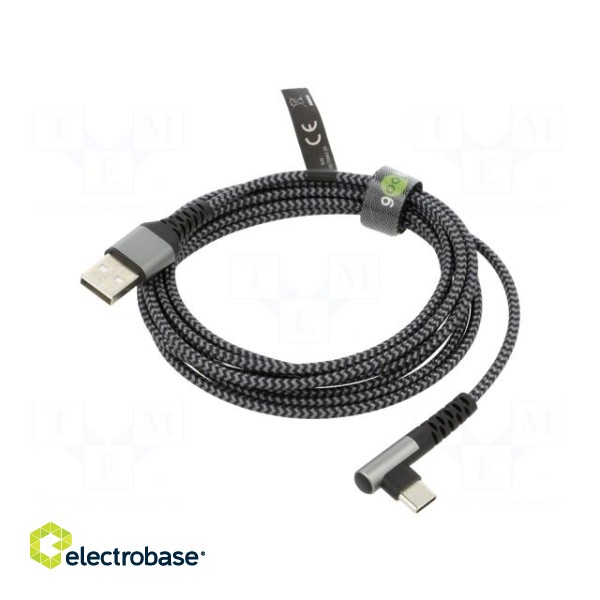 Cable | USB 2.0 | USB A plug,USB C angled plug | 2m | 480Mbps