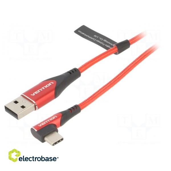 Cable | USB 2.0 | USB A plug,USB C angled plug | 2m | red | 480Mbps