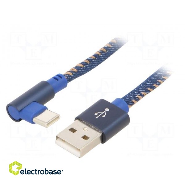 Cable | USB 2.0 | USB A plug,USB C angled plug | gold-plated | 1m