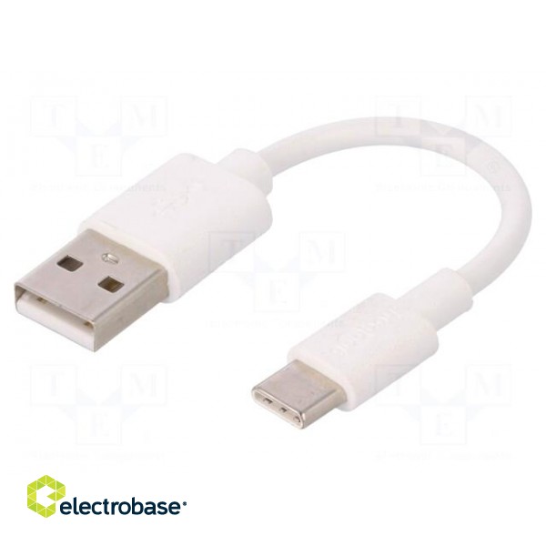 Cable | USB 2.0 | USB A plug,USB C plug | 0.1m | white | Core: Cu | PVC