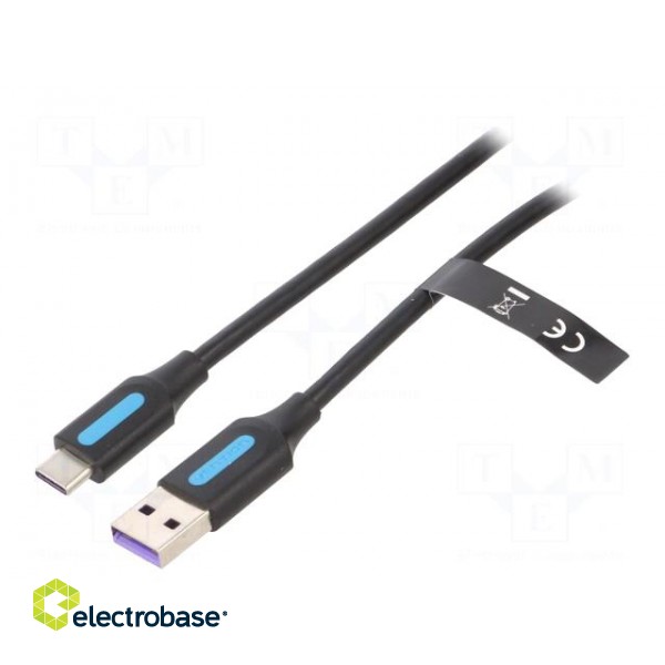 Cable | USB 2.0 | USB A plug,USB C plug | 1m | black | Core: Cu,tinned
