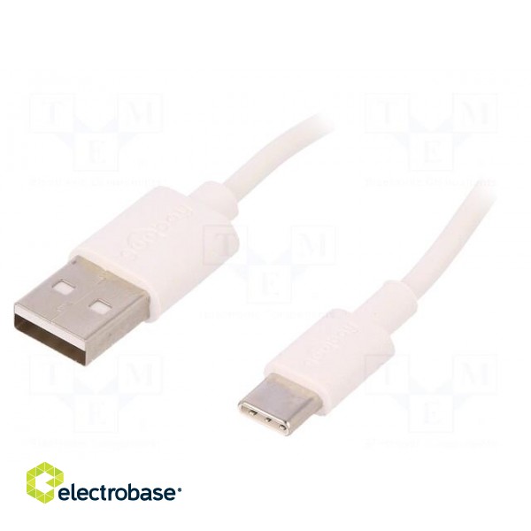 Cable | USB 2.0 | USB A plug,USB C plug | 0.5m | white | Core: Cu