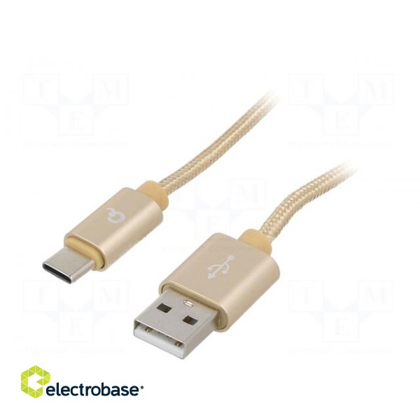 Cable | USB 2.0 | USB A plug,USB C plug | gold-plated | 1.8m | golden
