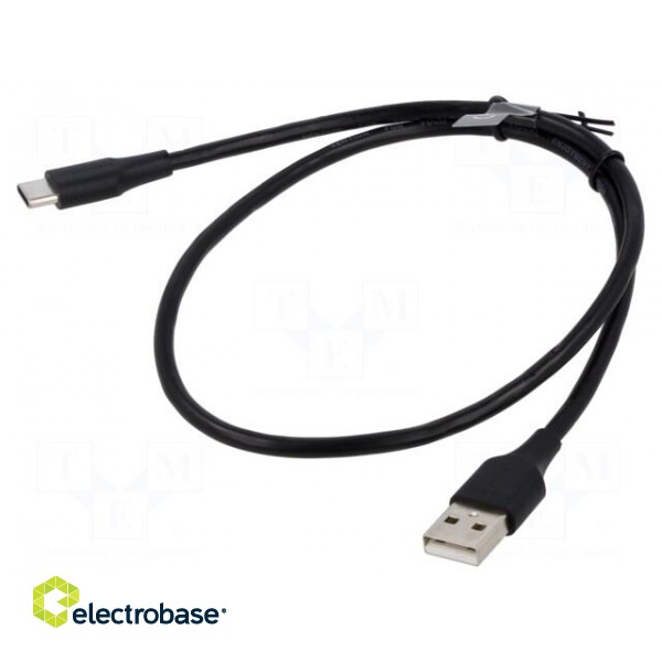Cable | USB 2.0 | USB A plug,USB C plug | nickel plated | 1.5m | black