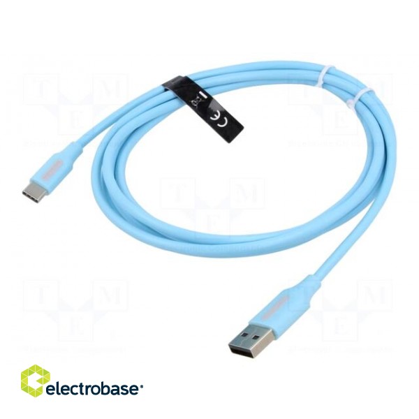 Cable | USB 2.0 | USB A plug,USB C plug | nickel plated | 1.5m | PVC