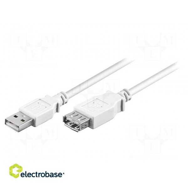 Cable | USB 2.0 | USB A socket,USB A plug | 0.6m | white | Core: Cu